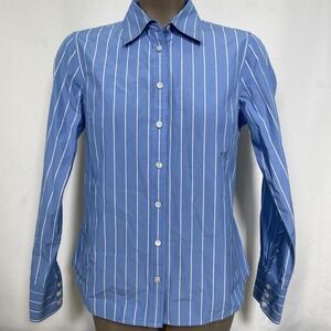 J. Crew Factory Blue and White Striped Button Down Shirt